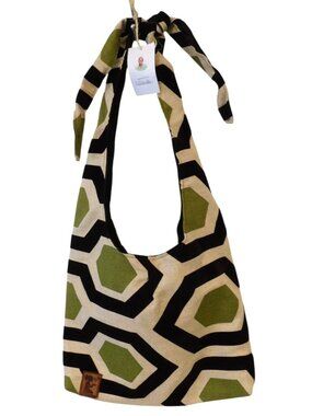 NWT New Hope Girls Geometric Print Tie Strap Shoulder Tote Bag Boho Modern